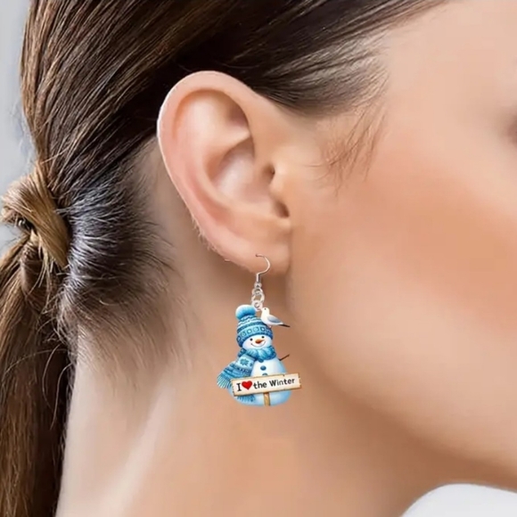 NEW Acrylic Snowman Dangle Earrings - Picture 5 of 7